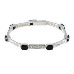 Black Onyx Color Day Minimal Black 925 Silver Tennis Bracelet