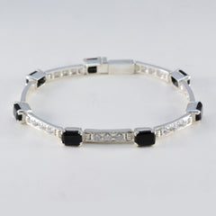 Black Onyx Color Day Minimal Black 925 Silver Tennis Bracelet