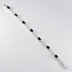 Black Onyx Color Day Minimal Black 925 Silver Tennis Bracelet
