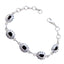 Black Onyx Columbus Day Whisper-thin Black Silver Links Bracelet