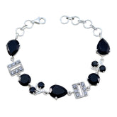 Black Onyx Comfort Fit Minimal Black Sterling Silver Links Bracelet