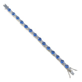 Blue Supphire CZ Compliment Day Classic Blue Silver Tennis Bracelet