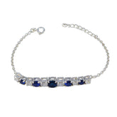 Blue Supphire CZ Couple Whisper-thin Blue Silver Tennis Bracelet