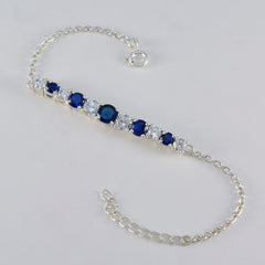 Blue Supphire CZ Couple Whisper-thin Blue Silver Tennis Bracelet