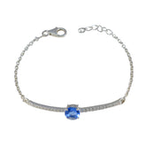 Blue Supphire CZ Daily Minimalist Blue Silver Links Bracelet