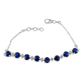 Blue Supphire CZ Daughters Day Featherlight Blue Sterling Silver Tennis Bracelet