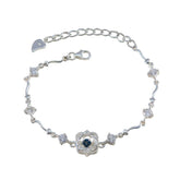 Blue Supphire CZ Day of the German Beer Whisper-thin Blue 925 Silver Chain Bracelet