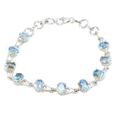 Blue Topaz Easter Featherlight Blue Sterling Silver Links Bracelet