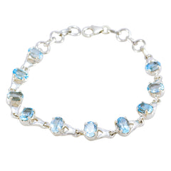 Blue Topaz Easter Featherlight Blue Sterling Silver Links Bracelet