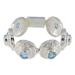 Blue Topaz Easter Weekend Statement Blue Silver Tennis Bracelet