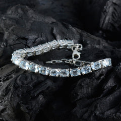 Blue Topaz Eid al-Adha Classic Blue 925 Silver Tennis Bracelet