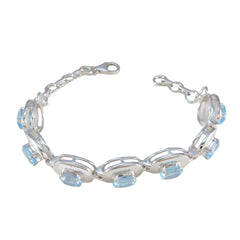 Blue Topaz Eid al-Fitr Eye-catching Blue Silver Tennis Bracelet