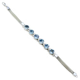 Blue Topaz End of Ramadan Mid-weight Blue 925 Silver Tennis Bracelet