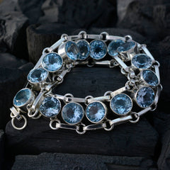 Bracelet fin de Ramadan en argent 925 avec topaze bleue