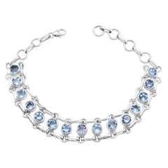 Blue Topaz Ending of Ramadan Essential Blue 925 Silver Links Bracelet