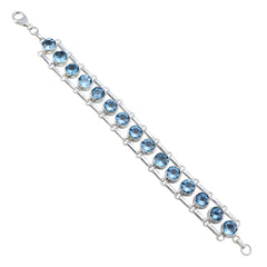 Bracelet fin de Ramadan en argent 925 avec topaze bleue