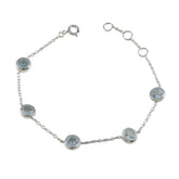 Blue Topaz Eurovision Song Contest Finale Minimalist Blue Sterling Silver Chain Bracelet