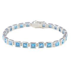Blue Topaz Fasching Classic Blue Sterling Silver Tennis Bracelet