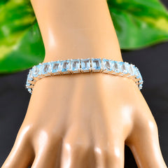 Blue Topaz Fashion Eye-catching Blue 925 Silver Tennis Bracelet