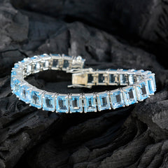 Blue Topaz Fashion Eye-catching Blue 925 Silver Tennis Bracelet