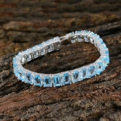 Blue Topaz Fashion Eye-catching Blue 925 Silver Tennis Bracelet