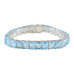 Blue Topaz Fashion Eye-catching Blue 925 Silver Tennis Bracelet
