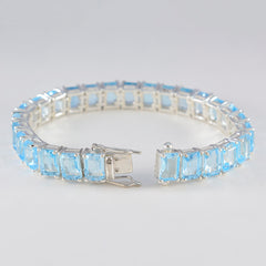 Blue Topaz Fashion Eye-catching Blue 925 Silver Tennis Bracelet