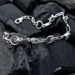 Blue Topaz Father’s Day Dainty Blue Silver Links Bracelet