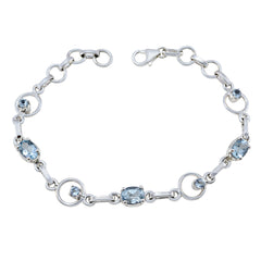 Blue Topaz Father’s Day Dainty Blue Silver Links Bracelet