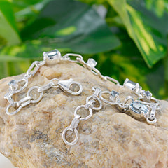 Blue Topaz Father’s Day Dainty Blue Silver Links Bracelet