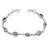 Blue Topaz Father's Day Featherlight Blue Sterling Silver Links Bracelet