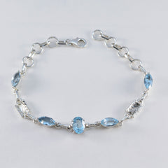 Blue Topaz Festive Whisper-thin Blue 925 Silver Links Bracelet