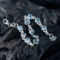 Schlankes Diwali-Armband aus Sterlingsilber mit blauen Topasen