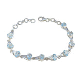 Blue Topaz Diwali Slim Blue Sterling Silver Links Bracelet