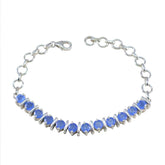 Blue Chalcedony Fitness Day Minimal Blue 925 Silver Tennis Bracelet