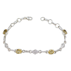 Citrine gift for Friend Delicate Yellow Silver Links Bracelet