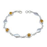 Citrine Global Day of Parents Slim Yellow Sterling Silver Links Bracelet