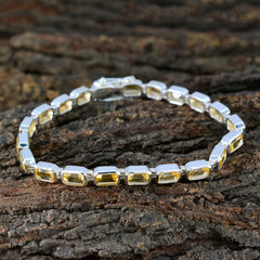 Citrine Golden Week Minimal Yellow Silver Tennis Bracelet