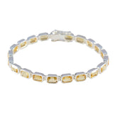 Citrine Golden Week Minimal Yellow Silver Tennis Bracelet