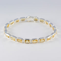 Citrine Golden Week Minimal Yellow Silver Tennis Bracelet