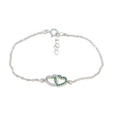 Emerald CZ Honor Minimalist Green Sterling Silver Chain Bracelet