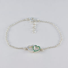 Emerald CZ Honor Minimalist Green Sterling Silver Chain Bracelet