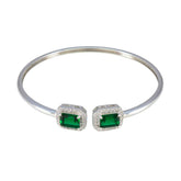 Emerald CZ Ice Cream Day Tiny Green 925 Silver Bangle Bracelet