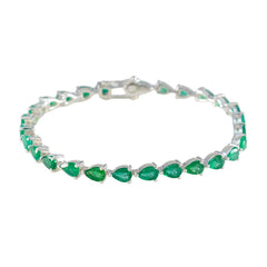Emerald CZ Independence Day Tiny Green Silver Tennis Bracelet