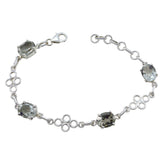 Green Amethyst Dance Day Dainty Light Green Sterling Silver Links Bracelet