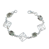 Green Amethyst Day of Happiness Featherlight Light Green Silver Links Bracelet