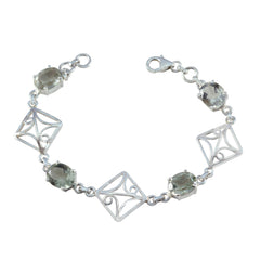 Green Amethyst Day of Happiness Featherlight Light Green Silver Links Bracelet