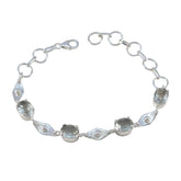 Green Amethyst Day of Light Slim Light Green Sterling Silver Links Bracelet