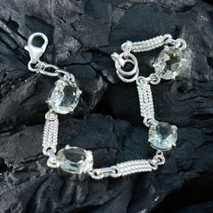 Grön Ametist Day of Yoga Smal Ljusgrön 925 Silverlänkarmband