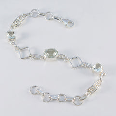 Green Amethyst Waffle Day Dainty Light Green Silver Links Bracelet